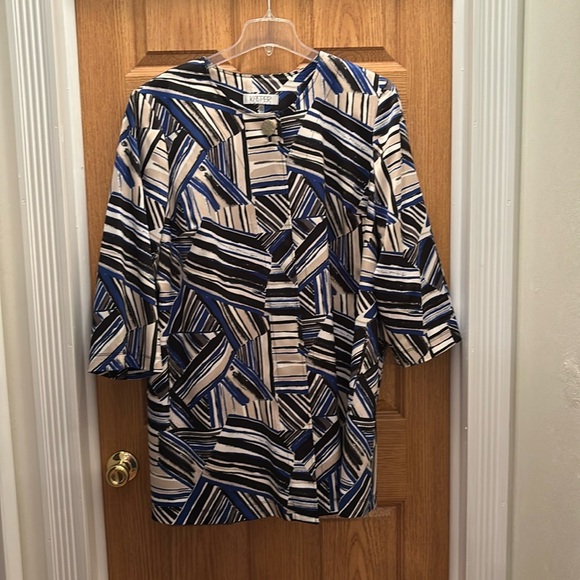 Jackets & Blazers - Kasper long modest royal blue, white and black dress jacket